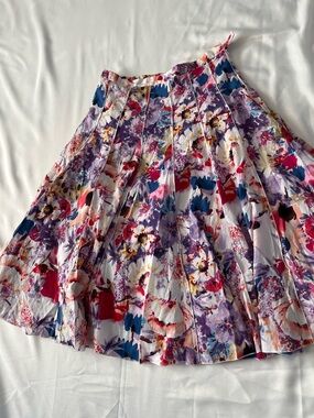 Coldwater Creek Floral A-Line Skirt in Purple, Pink, Blue and White
